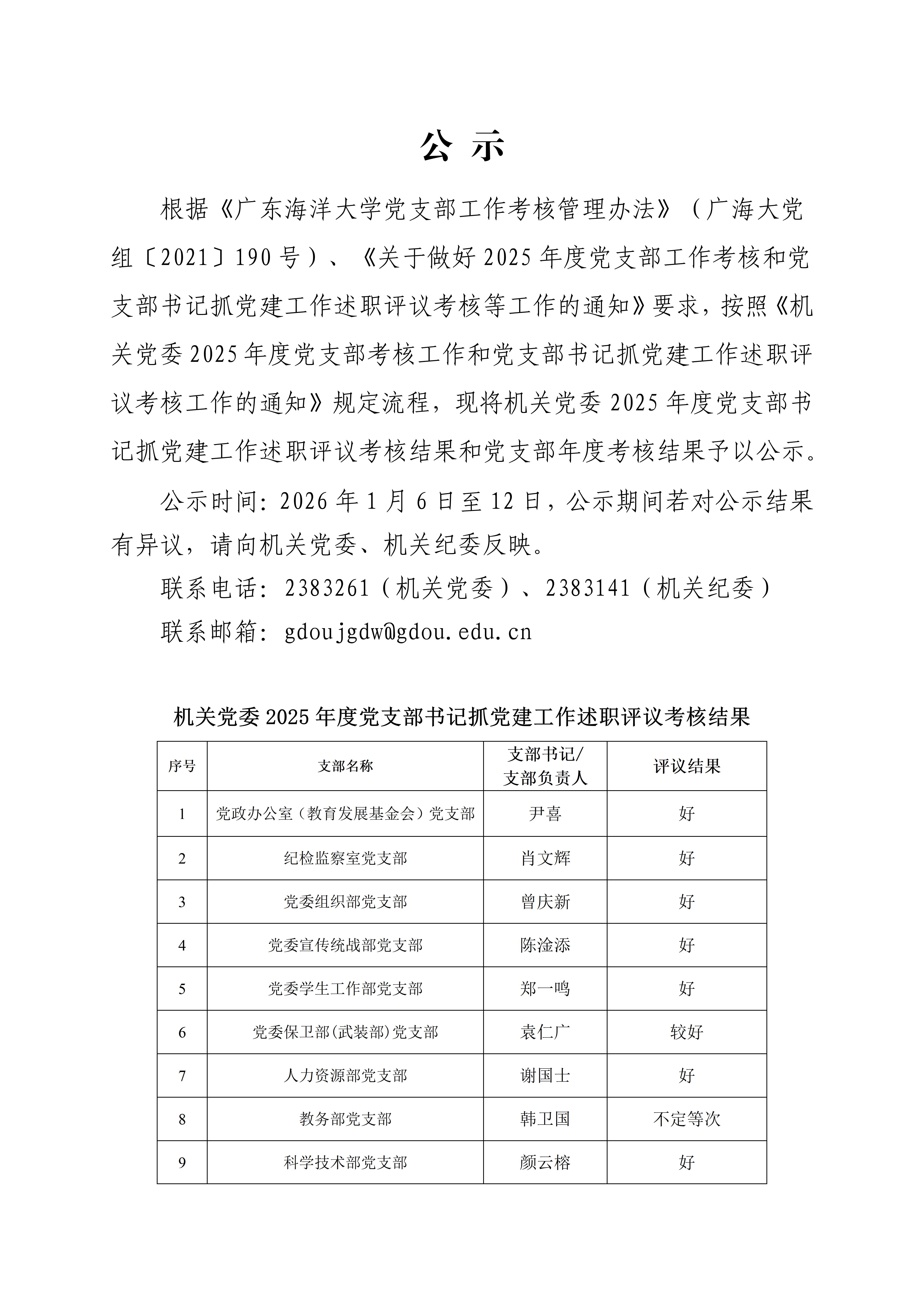 公 示-广东海洋大学机关党委